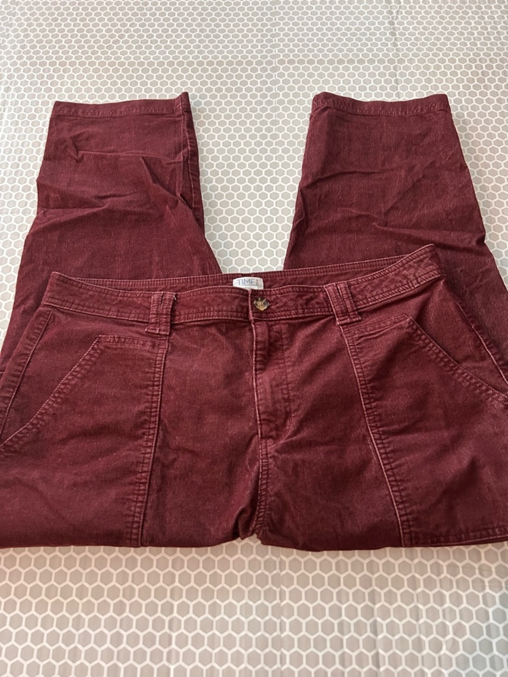 Time and Tru Wine-Red Corduroy Cargo Pants. Size 18